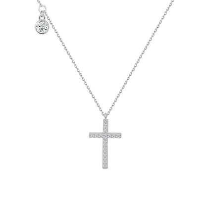 925 Silver Cross CZ Pendant Necklace DY191564 by KAKODIY