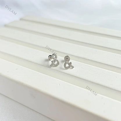 New Fashion Sterling Silver 925 Screw Back Earring  Symbol Meaningful Stud Earrings