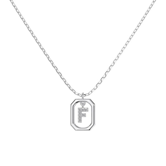 925 Silver F Initial 5A CZ Necklace DY191334 by KAKODIY