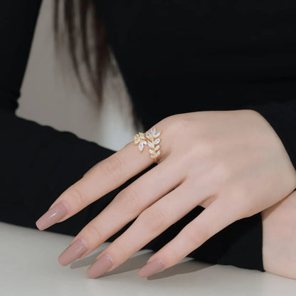 925 Sterling Silver Leaf CZ Personalized Ring product image 3