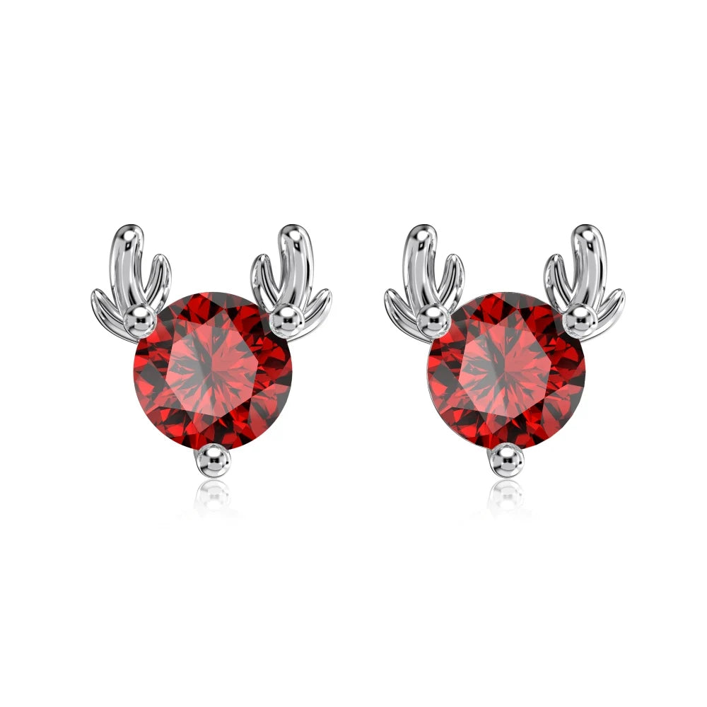 Innovative Jewelry Supplier S925 Silver Rhodium 14K Gold Plated 5A Cubic Zirconia Christmas Gifts Xmas Elk Stud Earrings