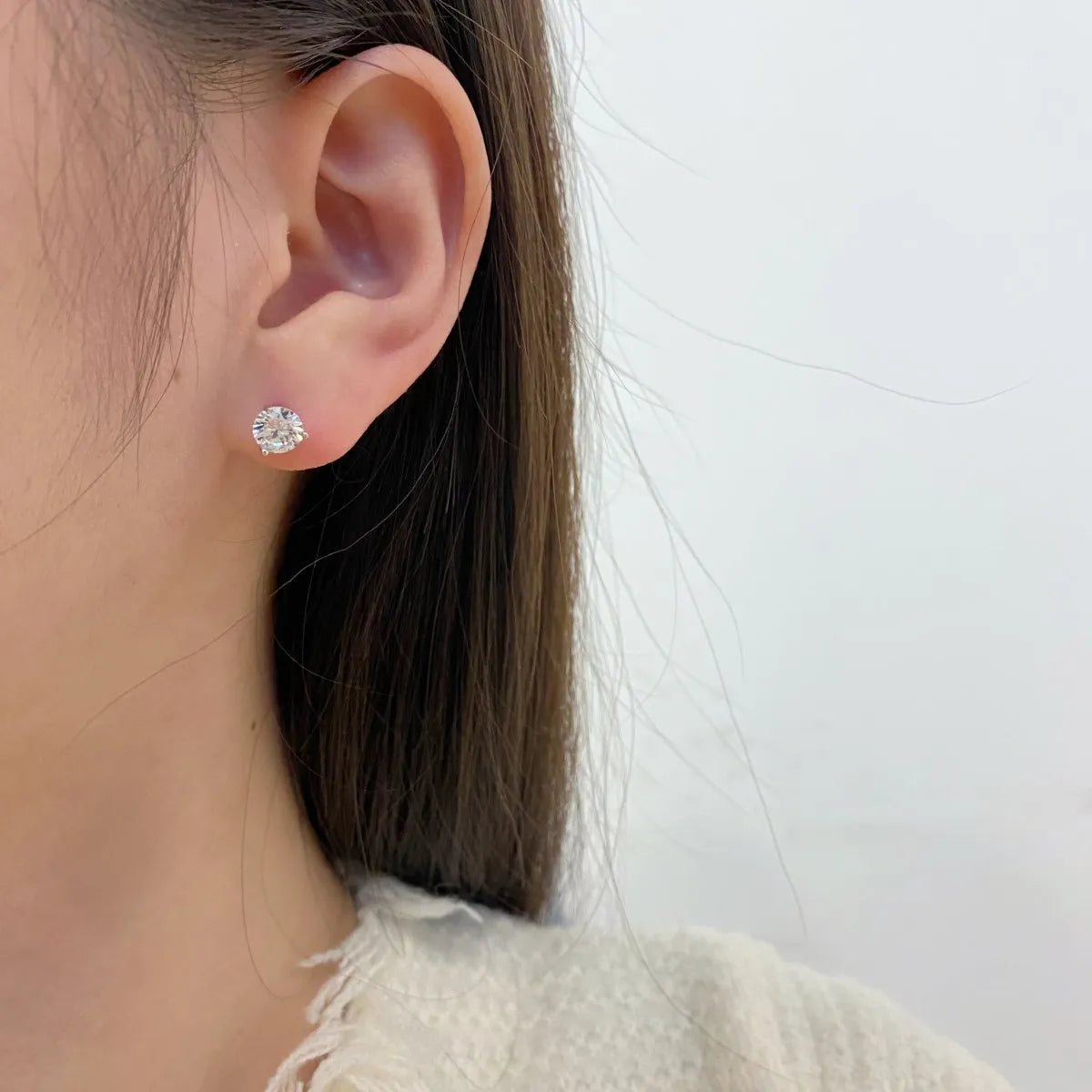 Custom New Designer S925 Sterling Silver Jewelry Baguette Black Earring Round Cz Cubic Zirconia Stud Earrings for Women