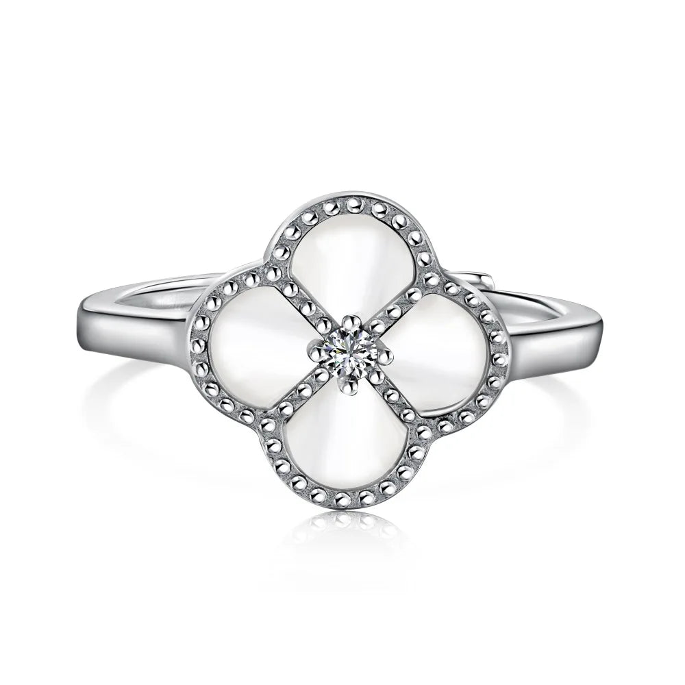 925 Sterling Silver Clover Onyx Eternity Ring product image 7