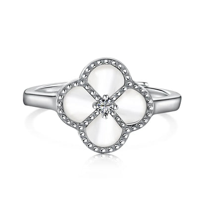 925 Sterling Silver Clover Onyx Eternity Ring product image 7