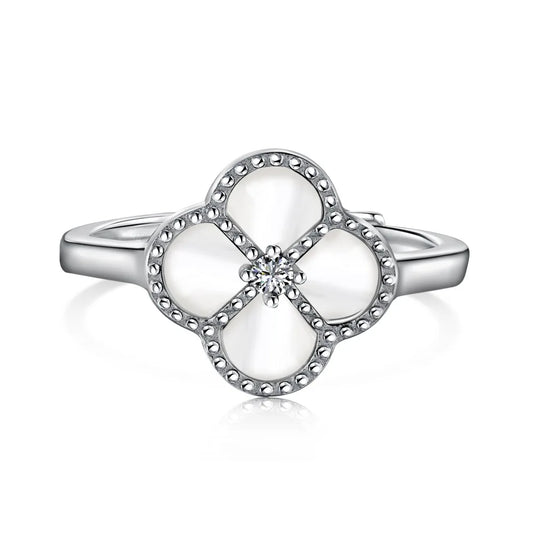 925 Sterling Silver Clover Onyx Eternity Ring product image 7