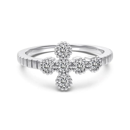 925 Sterling Silver Flower Bridal Wedding Ring product image 8