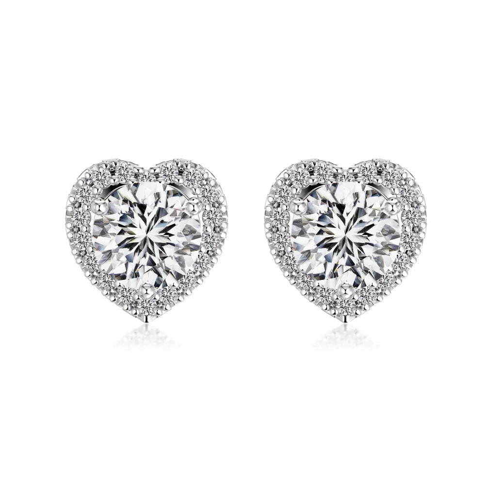 KAKODIY High Quality Matte No Fading 925 Sterling Silver Plated Rhodium Eternal Infinite Love 5A Cubic Zirconia Heart Stud Earrings - product image 1