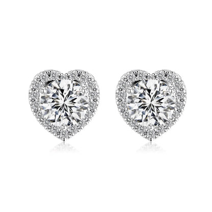 KAKODIY High Quality Matte No Fading 925 Sterling Silver Plated Rhodium Eternal Infinite Love 5A Cubic Zirconia Heart Stud Earrings - product image 1