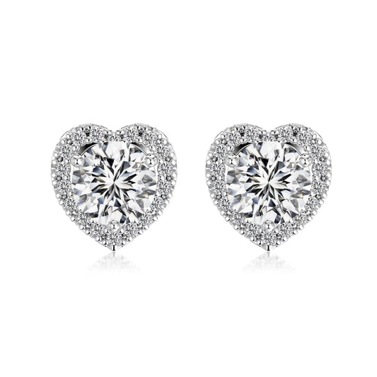 KAKODIY High Quality Matte No Fading 925 Sterling Silver Plated Rhodium Eternal Infinite Love 5A Cubic Zirconia Heart Stud Earrings - product image 1