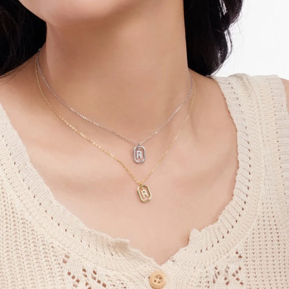 925 Sterling Silver R Initial CZ Necklace product image 2