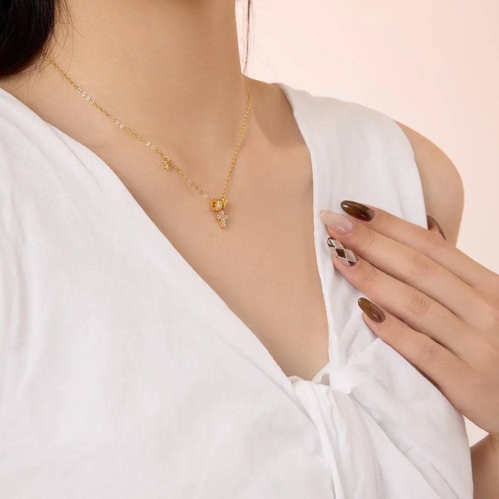 925 Silver Cross CZ Pendant Necklace DY191624 product image 3