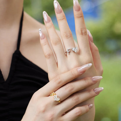 925 Sterling Silver Initial F 5A Zirconia Ring Stack for Women Teen Girls Adjustable Meaningful Personalized Gifts for Her