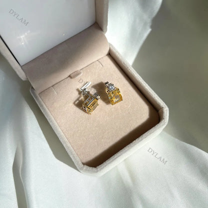 New Arrival 8A Luxury Square CZ Zircon Stone Stud Drop Earrings S925 Sterling Silver Jewelry for Wedding Women Party