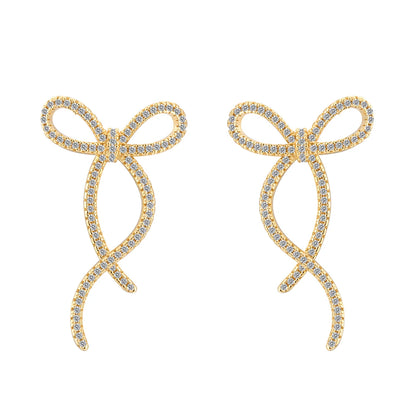 KAKODIY Gold Plated Designer Bow Earrings 925 Sterling Silver Fine Jewelry Earrings
