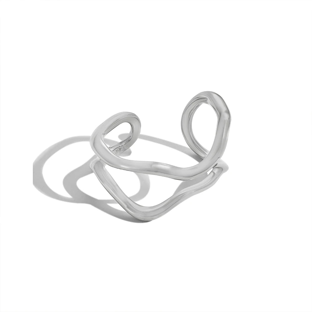 925 Sterling Silver Geometric Adjustable Ring by KAKODIY