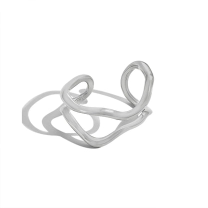 925 Sterling Silver Geometric Adjustable Ring by KAKODIY