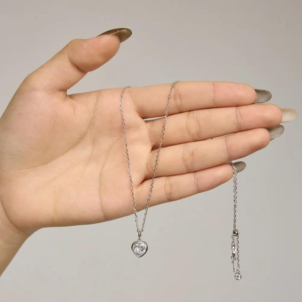 925 Silver Heart 5A CZ Pendant Necklace DY191847 product image 5