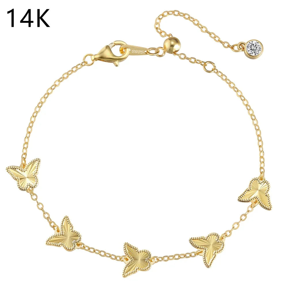 925 Sterling Silver Butterfly 5A CZ Charm Bracelet product image 7