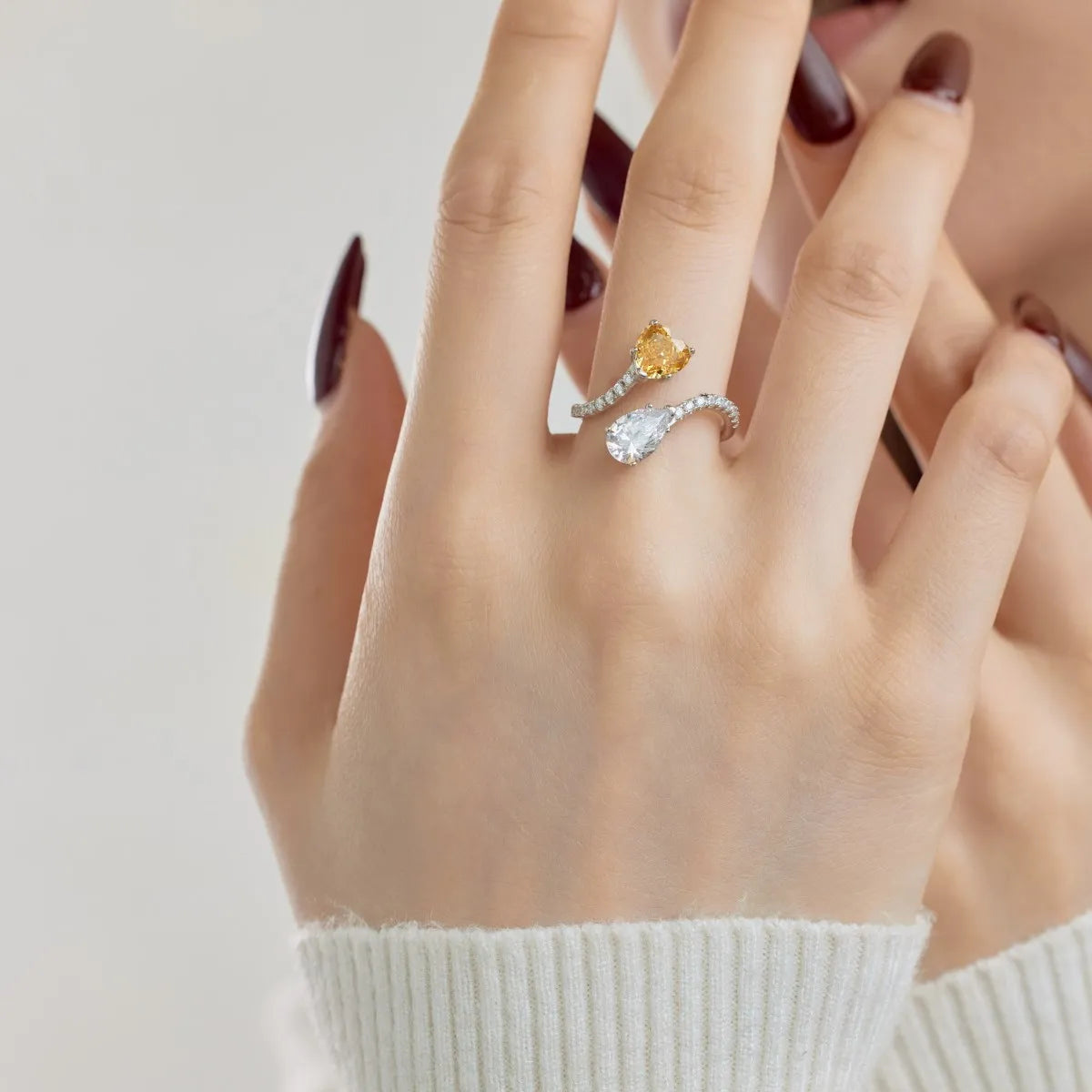 925 Sterling Silver Heart CZ Adjustable Ring product image 4