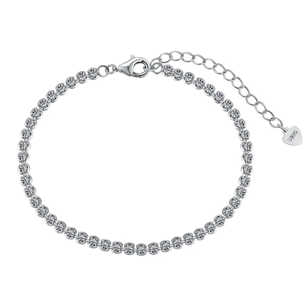 Dropshipping Wholesale Jewelry S925 Sterling Silver Bead Bracelets Cz Cubic Zirconia Tennis Chain Link Bracelet for Men Women