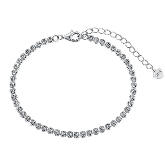 Dropshipping Wholesale Jewelry S925 Sterling Silver Bead Bracelets Cz Cubic Zirconia Tennis Chain Link Bracelet for Men Women