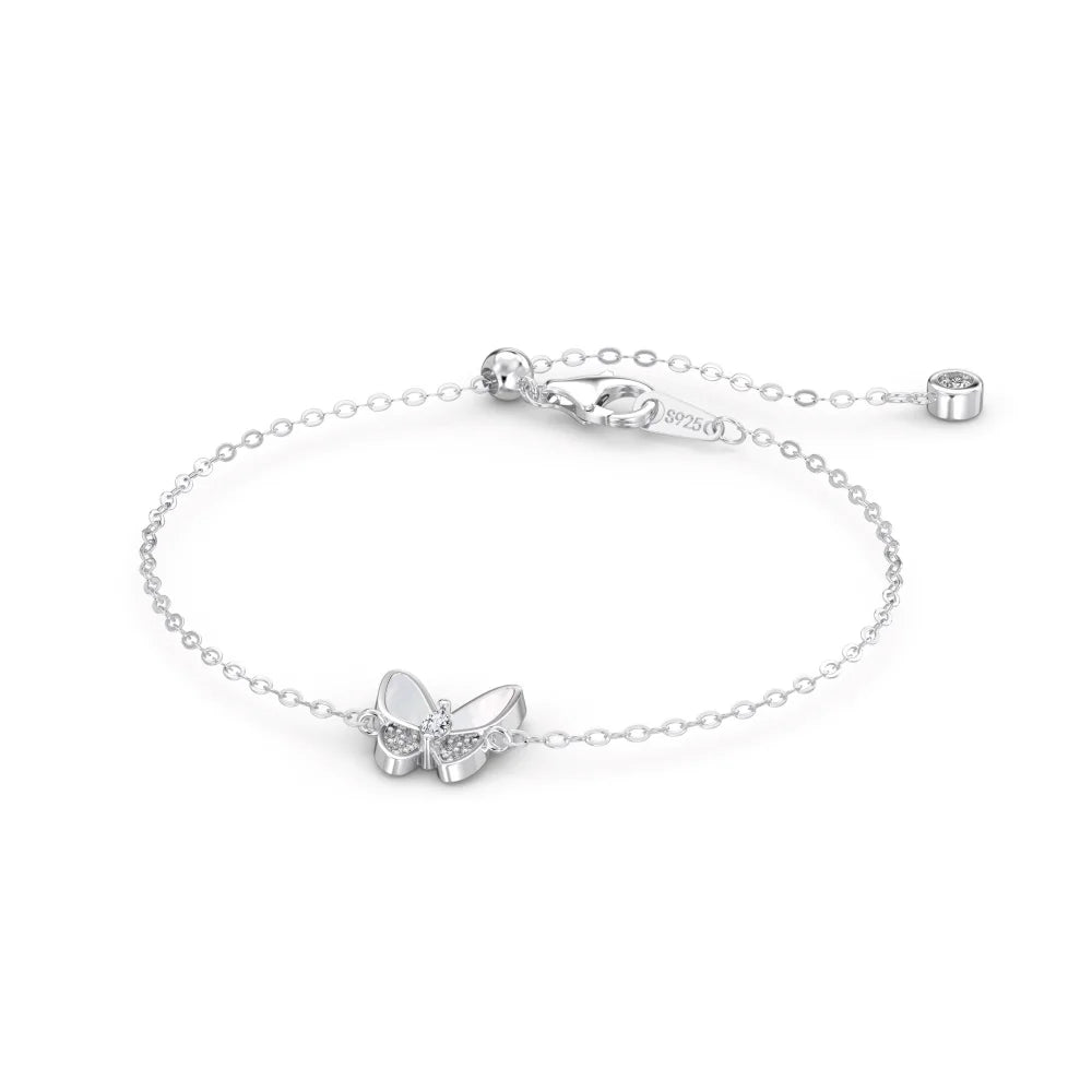 925 Sterling Silver Butterfly 5A CZ Chain Bracelet product image 7