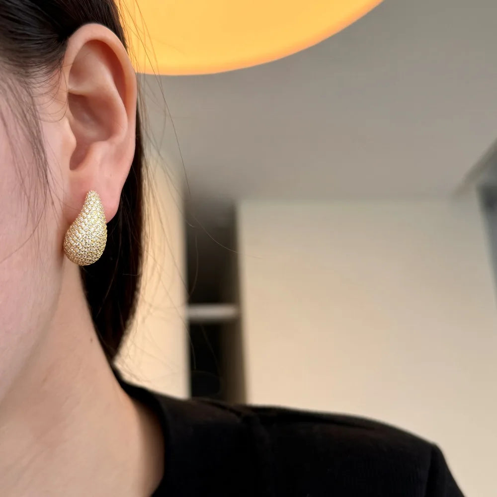 KAKODIY Luxury Jewelry Stud Earrings 14K Gold Plate Sterling Silver 925 Water Drop Earrings - product image 6