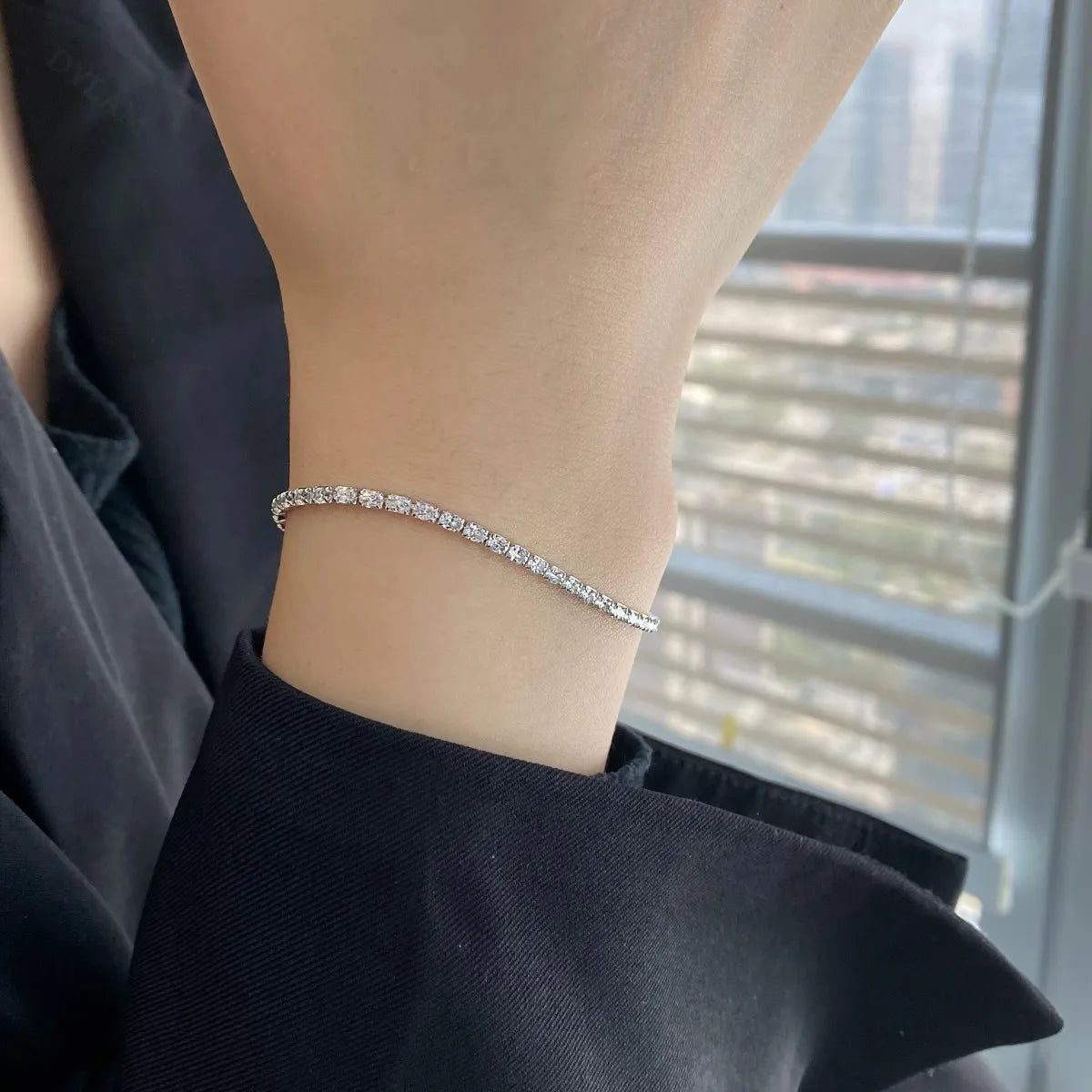 Unisex Weeding Series Unique Stackable Twinkle Zircons Engraved Box Chain 925 Sterling Silver Single Bracelets
