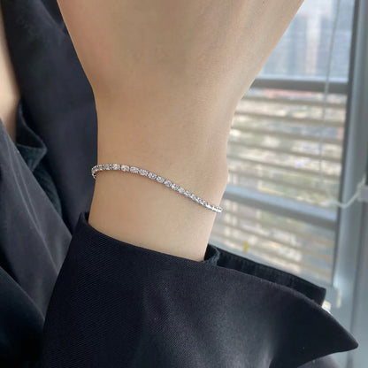 Unisex Weeding Series Unique Stackable Twinkle Zircons Engraved Box Chain 925 Sterling Silver Single Bracelets