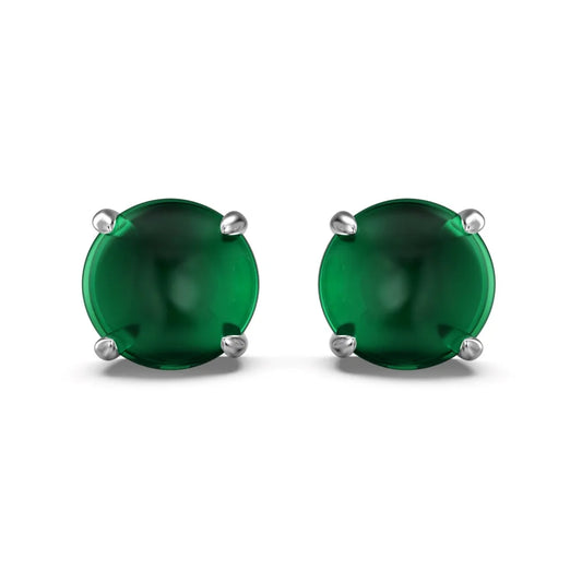 Elegance Design Fine Top Jewelry S925 Silver Circle Shape Green Jade Stud Earrings for Daily Dress up Accessories