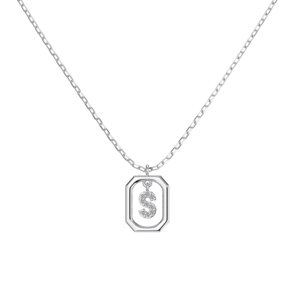 925 Sterling Silver CZ Initial Necklace by KAKODIY