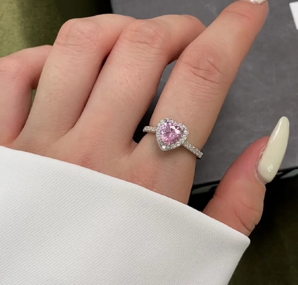 925 Silver Heart 8A CZ Engagement Ring TL120016 product image 5