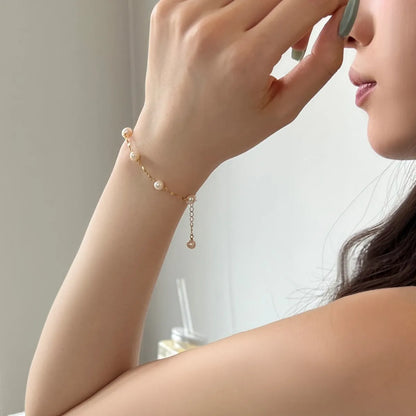 Fine Jewelry  Freshwater Pearl Bracelet 925 Sterling Silver Small Bead Chain 18K Gold Plated Bracelets for Women Luxury