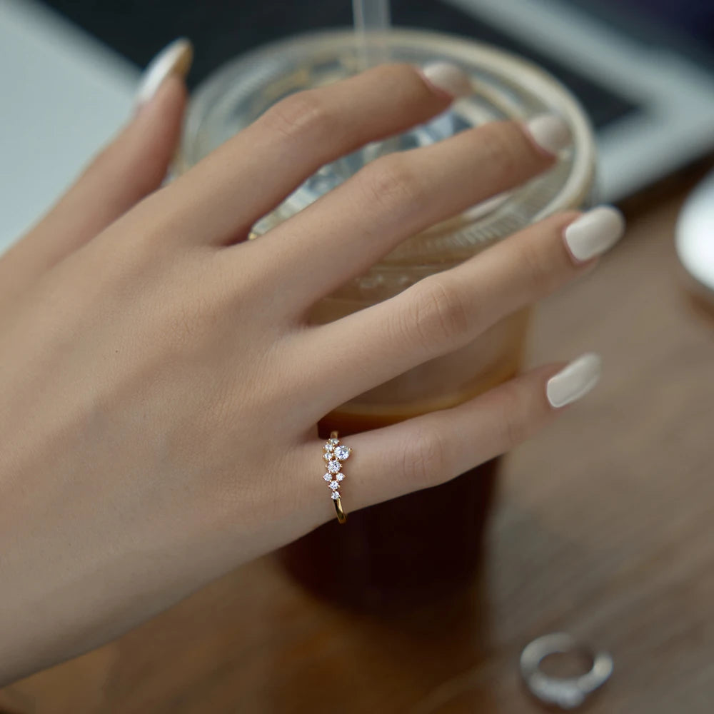 925 Sterling Silver 5A CZ Adjustable Ring DY121492 product image 6