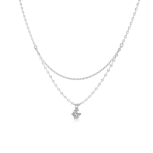 925 Sterling Silver Clover 5A CZ Layered Necklace product image 6