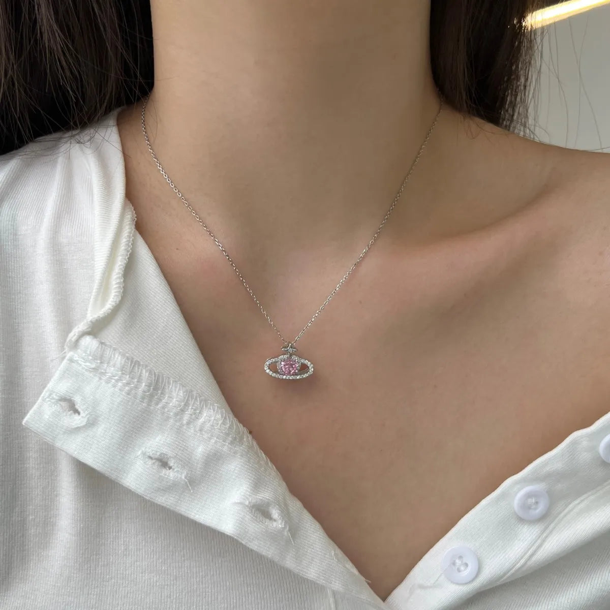 925 Silver Heart Pendant Necklace DY190768 product image 4