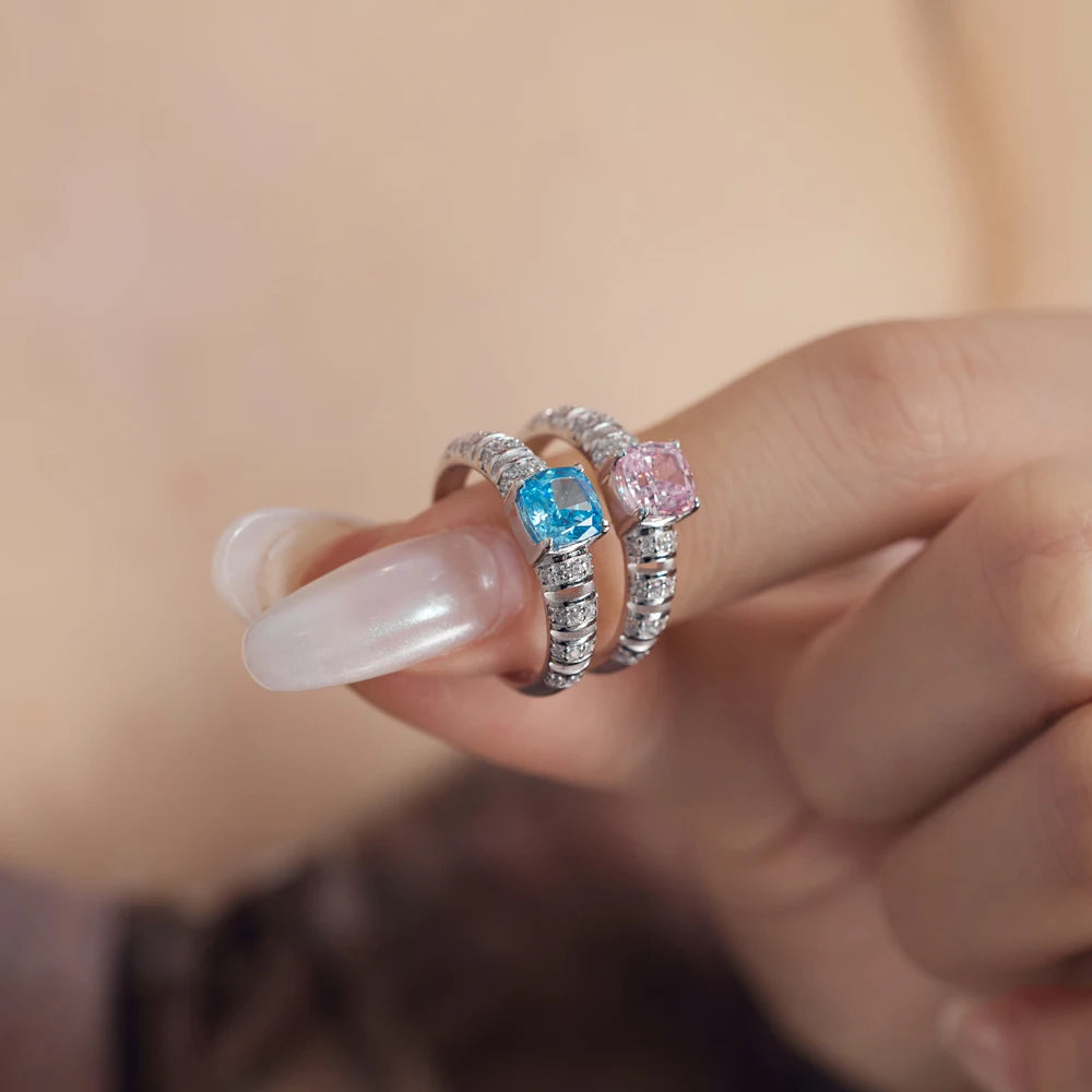 Oem Odm Jewelry Supplier S925 Silver Rhodium Plated Eternity Band   8A Crushed Iced Out Cut Zirconia Rings