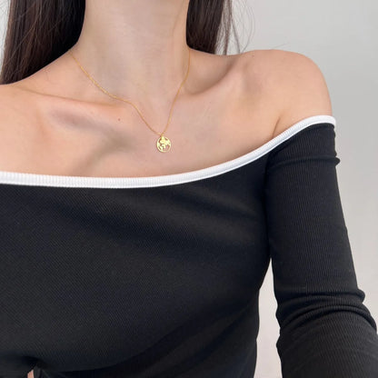 Non Tarnish S925 Sterling Silver Travel Globe World Map Pendant Necklace Round 18K Gold Plated Hollow Out Necklaces Women