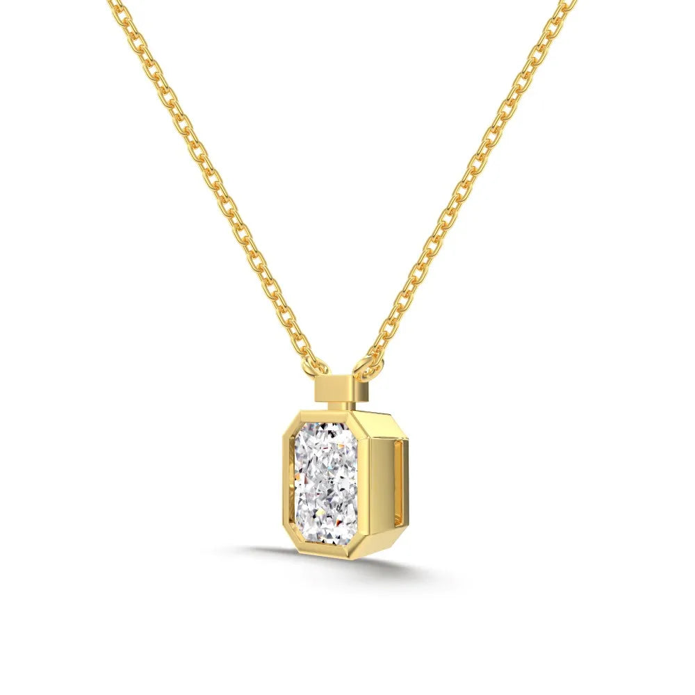 Luxury Fine Jewelry S925 Silver Solitaire Rectangle 8A Crushed Iced Out Cut Cubic Zirconia Pendant Necklace for Women