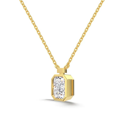 Luxury Fine Jewelry S925 Silver Solitaire Rectangle 8A Crushed Iced Out Cut Cubic Zirconia Pendant Necklace for Women