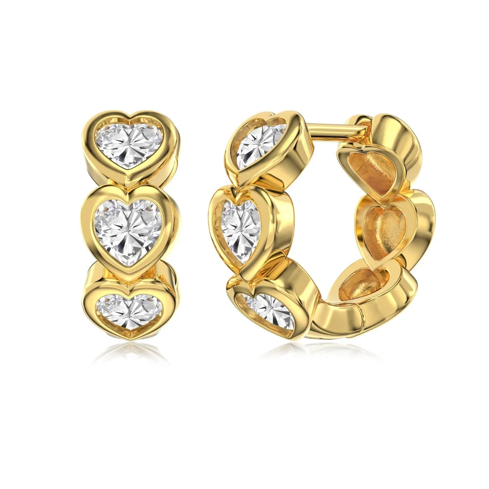 KAKODIY 18K Gold Plated Sterling Silver 925 Earrings Mini Heart Zircon Cubic Zircon Embrace Earrings Accessories Women