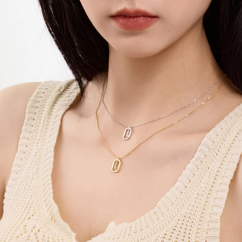 925 Sterling Silver L Initial 5A CZ Necklace product image 2