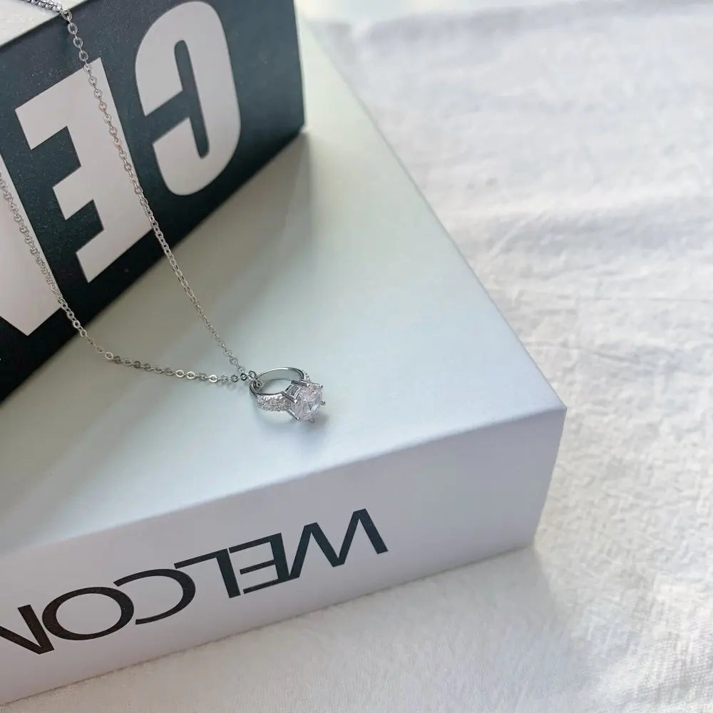 925 Sterling Silver CZ Bridal Pendant Necklace product image 4