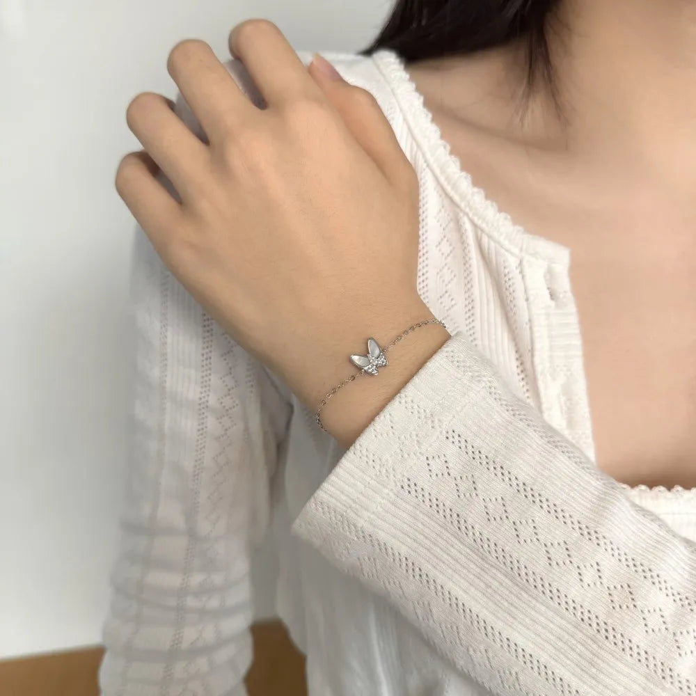 925 Sterling Silver Butterfly 5A CZ Chain Bracelet product image 6