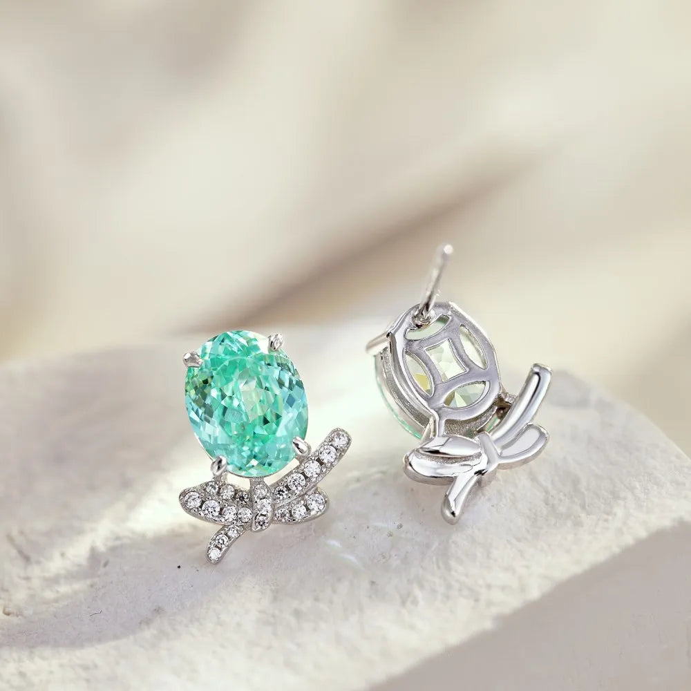 KAKODIY Boutique Jewelry 925 Sterling Silver Earrings Oval Cube Zirconia Green Emerald Earrings Custom Female Direct Earrings - product image 3