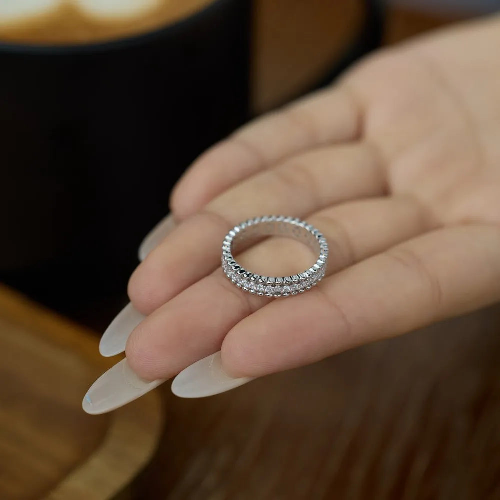925 Sterling Silver 5A CZ Bridal Eternity Ring product image 5