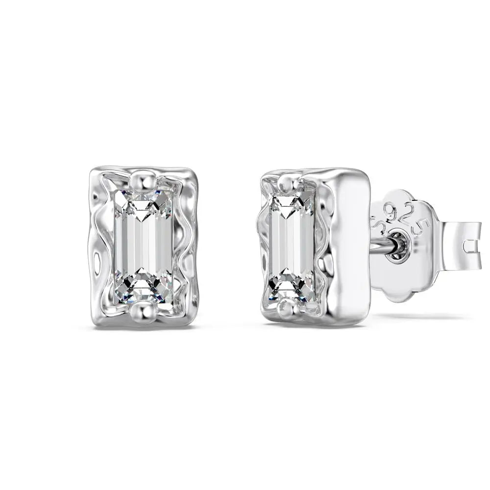 KAKODIY Elegant 925 Sterling Silver Stud Earrings, Emerald Cubic Zirconia 18K Gold Plated Sterling Silver Jewelry - product image 1