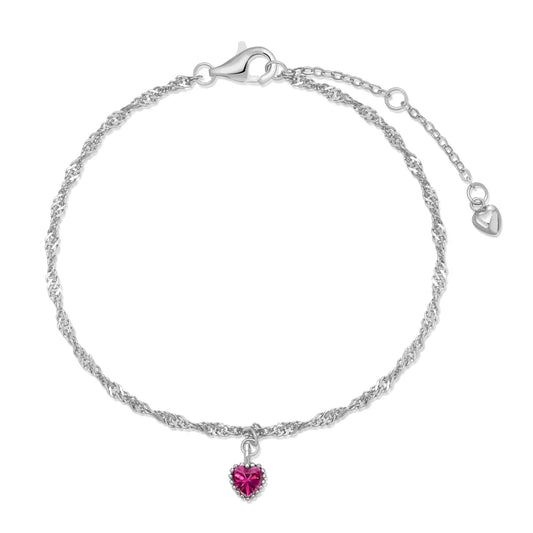 925 Sterling Silver Heart 5A CZ Chain Bracelet product image 7