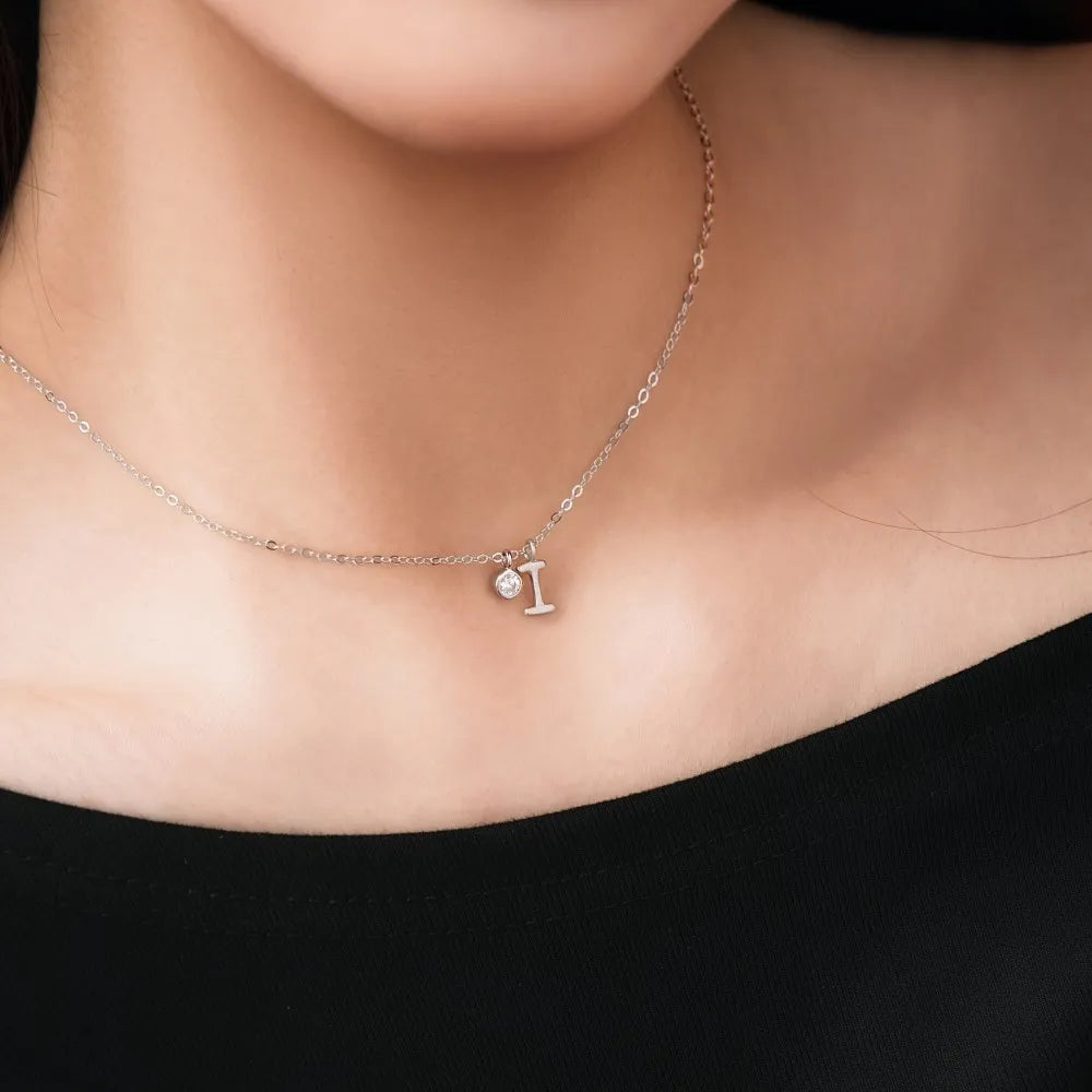 925 Sterling Silver I Initial CZ Necklace product image 4