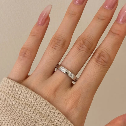 Shiny Stylish Jewelry Polished Surface Solid Sterling Silver 5A Zirconia Eternity Band Chunky Wide Women Promise Rings
